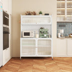Kitchen Pantry Cabinet White, Tall Storage Cabinet with Glass Doors & Adjustable Shelves, Multi-Storage Cabinet Cupboard for Small Kitchen Living Room Dining Room, 39.37x17.72x64.06 Inches