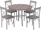 VECELO 5 Piece Dining Table Set for 4, Wood Grain Dinette with Chairs for Kitchen, Breakfast Nook, Small Space, Light Grey