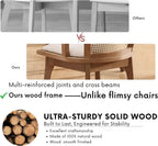 BESTANO Rattan Dining Chairs Set of 4, Mid Century Modern Farmhouse Wood Dining Room Chairs, Upholstered Comfortable Kitchen Dining Side Chair with Cane Woven Back, Beige Linen