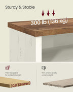 VASAGLE Shoe Bench, Storage Bench, 11.6 x 39.4 x 19.7 Inches | 6 Compartments, Adjustable Shelves, for Living Room, Entryway, Rustic White and Honey Brown, ISLAND Collection ULSB036W02