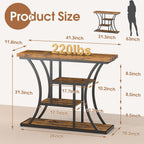 41.3" Industrial 4 - Tier Console Table with Curved Metal Frame, Narrow Long Sofa Table & Entryway Table with Storage Shelves for Living Room, Accent Table for Hallway Furniture Foyer