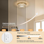 Crystal Gold Flush Mount Ceiling Light Fixture,Dimmable LED 5CCT 3000K-6000K Chandelier,11 Inch Modern Small 24W Round Lighting Fixtures for Kitchen Hallway Foyer Laundry Room