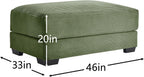 mikibama Corduroy Upholstered Ottoman Bench for Living Room,46" x 33" Sofa Ottomans,Modern Sofa Stool,Serves as Extra Seating Bench in Bedroom,Entryway (Green, Ottoman)