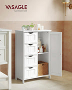 VASAGLE Storage Cabinet with Drawers, Freestanding Floor Cabinet with Door, 11.8 x 21.7 x 32.3 Inches, Adjustable Shelf, for Bathroom, Living Room, Kitchen, Cloud White ULHC041WH01S