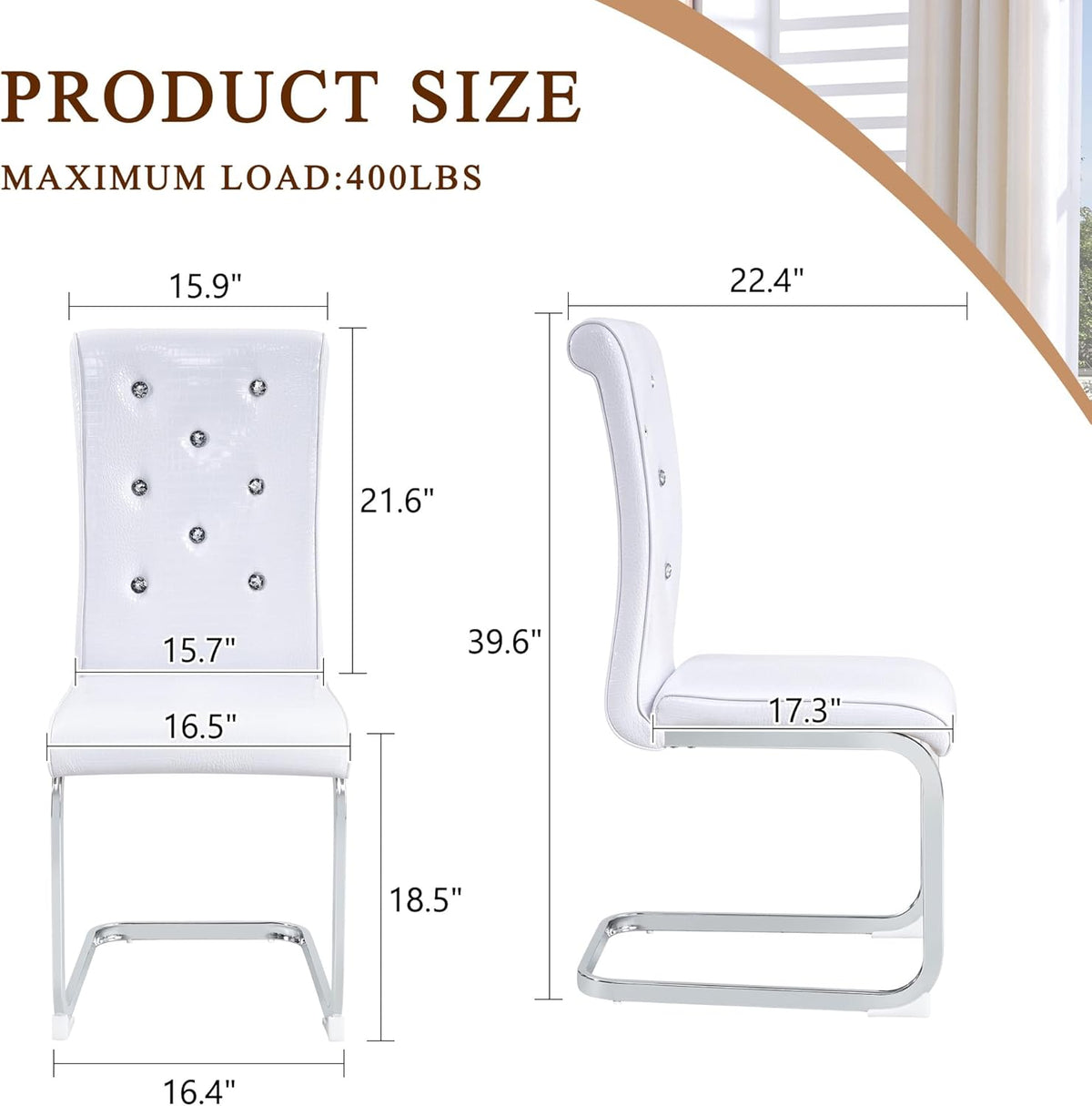 gopop Dining Chairs Set of 4｜Modern Kitchen Chair Set｜Faux Leather Cushion｜High Strength Metal Legs｜Ergonomic Backrest｜Perfect for Dining Room or Kitchen