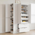 RUNNA 73.6" Tall Farmhouse Kitchen Pantry,Freestanding Large Capacity Storage Organizer with Customizable Shelves & Anti-Tip Safety - Perfect for Living Room & Home (White1)