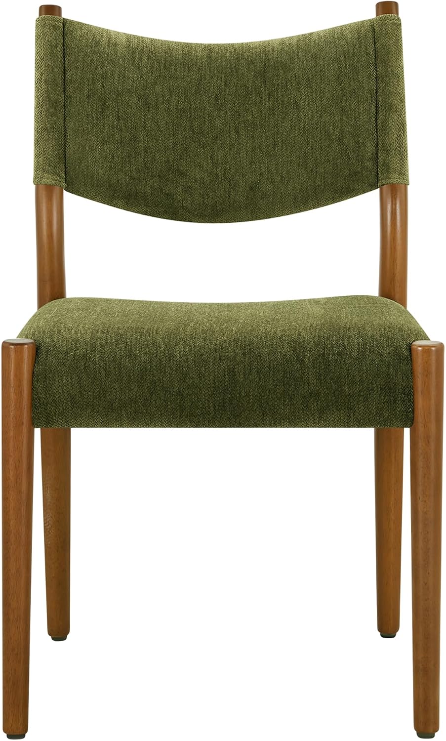 KISLOT Dining Chairs Set of 2, Ergonomic Upholstered Wood Chairs, Green | Mid Century Modern Dining Room Chairs, Ergonomic Farmhouse Kitchen Chairs with Solid Rubber Wood Frame, Antique Walnut Leg