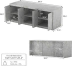 Homsee 94.5-Inch Large Kitchen Island with Storage, 6-Door Home Bar Table Kitchen Station with Seating, Wood Stationary Island Table Breakfast Counter for Dining Room, Grey with Marble Veneer