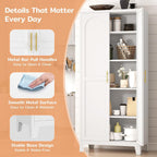 Zevemomo 71'' Tall Metal Pantry Cabinet with 2 Doors, Freestanding Kitchen Storage Cabinet with 4 Adjustable Shelves, Steel Cupboard for Kitchen, Pantry, Dining Room, Living Room, Bathroom, White