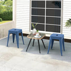 18'' Industrial Metal Stools Set of 2, Stackable Indoor Outdoor, Deep Blue | No Assembly, Waterproof & Rustproof, Easy to Move, Backless, Space-Saving, Stable Design for Classroom Kitchen Dining Patio