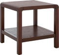 SAFAVIEH Home Collection Omara Walnut Brown 1-Shelf Square Accent Side Table