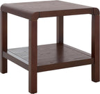 SAFAVIEH Home Collection Omara Walnut Brown 1-Shelf Square Accent Side Table