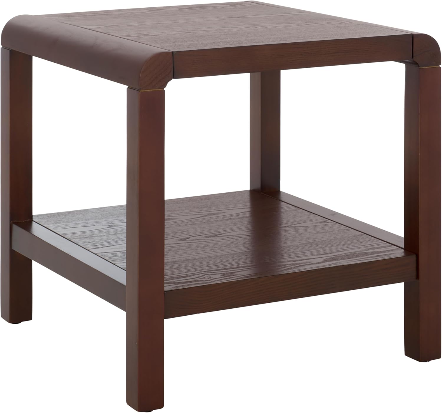 SAFAVIEH Home Collection Omara Walnut Brown 1-Shelf Square Accent Side Table