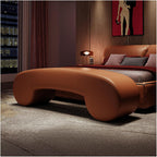 Modern Faux Leather Bench, Creativity Bedroom Benches Footrest Stool, for End of Bed, Indoor for Entryway Living Room Entryway(Brown,180 * 50 * 40cm)