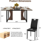 chartustriable 7PCS Dining Table Set with 6 Chairs for 4 5 6 People, 71" Large Wooden Kitchen Table Sets with 6 Upholstered Chairs,6-Person Kitchen Table & Chairs Set for Dining Room Kitchen(Brown)