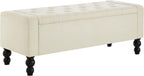 50" W Storage Ottoman Bench with Safety Hinge, Load up to 660 lb Ottoman with Storage, Upholstered Tufted Entryway Bench with Seating for Living Room, Bedroom, (Beige)