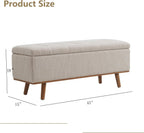 Storage Ottoman Bench, 45" End of Bed Bench, Beige | Hidden Storage Space, Linen Upholstery, Padded Cushion Top, Solid Wood Legs, 350 LBS Weight Capacity