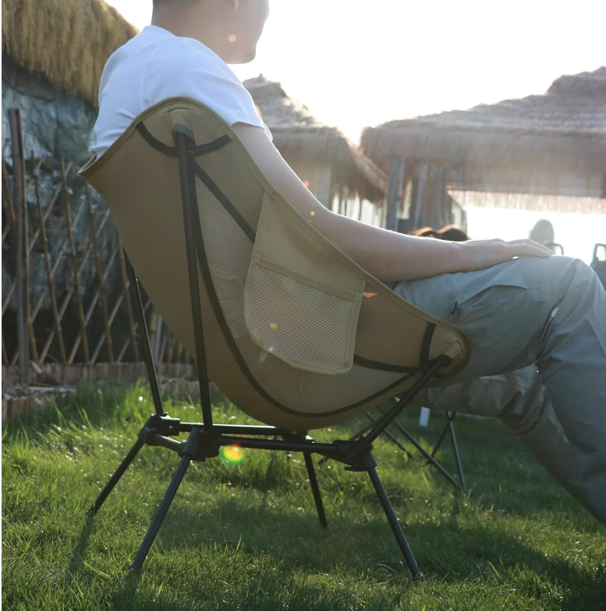 Wildhiker Lightweight Camping Chair – Folding Portable Chair for Adults, 2.16 lbs with Square Base and Carry Bag for Travel, Fishing, Motorcycle, Festival– Green
