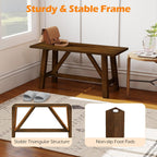 Giantex 38" Wooden Dining Bench, Farmhouse Entryway Bench with Rubber Wood Frame, 400 LBS Capacity, Shoe Rack Benchs, Narrow End of Bed Seat for Kitchen, Living Room, Bedroom, Hallway, Brown (1)