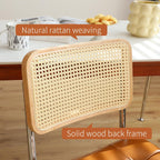 HAZO Mid Century Modern Dining Chairs Set of 2, Velvet Rattan Dining Room Kitchen Side Chairs with Upholstered Seat and Metal Chrome Legs (Brown Leather, 4 Pcs Dining Chairs)