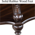 Vintage Small Round End Table 22" Wood Side Table, Antique Table Legs with Elegant Carvings, Easy Assembly,Espresso