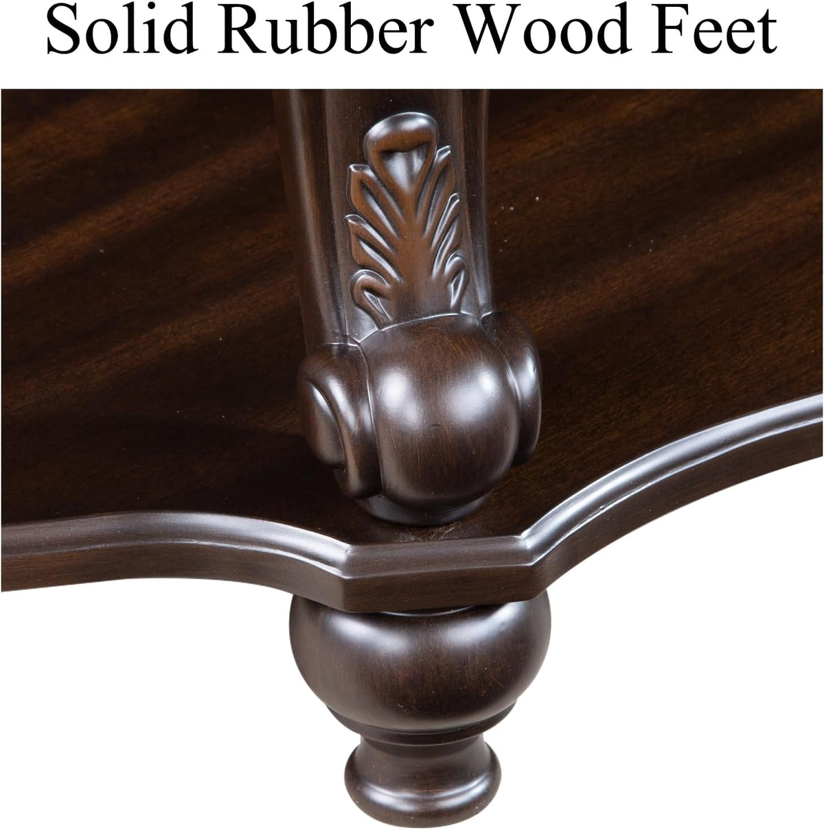 Vintage Small Round End Table 22" Wood Side Table, Antique Table Legs with Elegant Carvings, Easy Assembly,Espresso