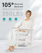 SERWALL Oversized Outdoor Rocking Chair Set of 2, HDPE Outdoor Rocking Chair for Adults, White