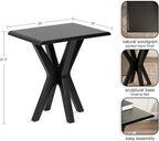 Kate and Laurel Yates Mid-Century Modern Wooden Rectangle Side Table, 22 x 18 x 25, Black, Transitional Rectangular End Table with Geometric X-Design for Use as Bedroom Black Night Stand