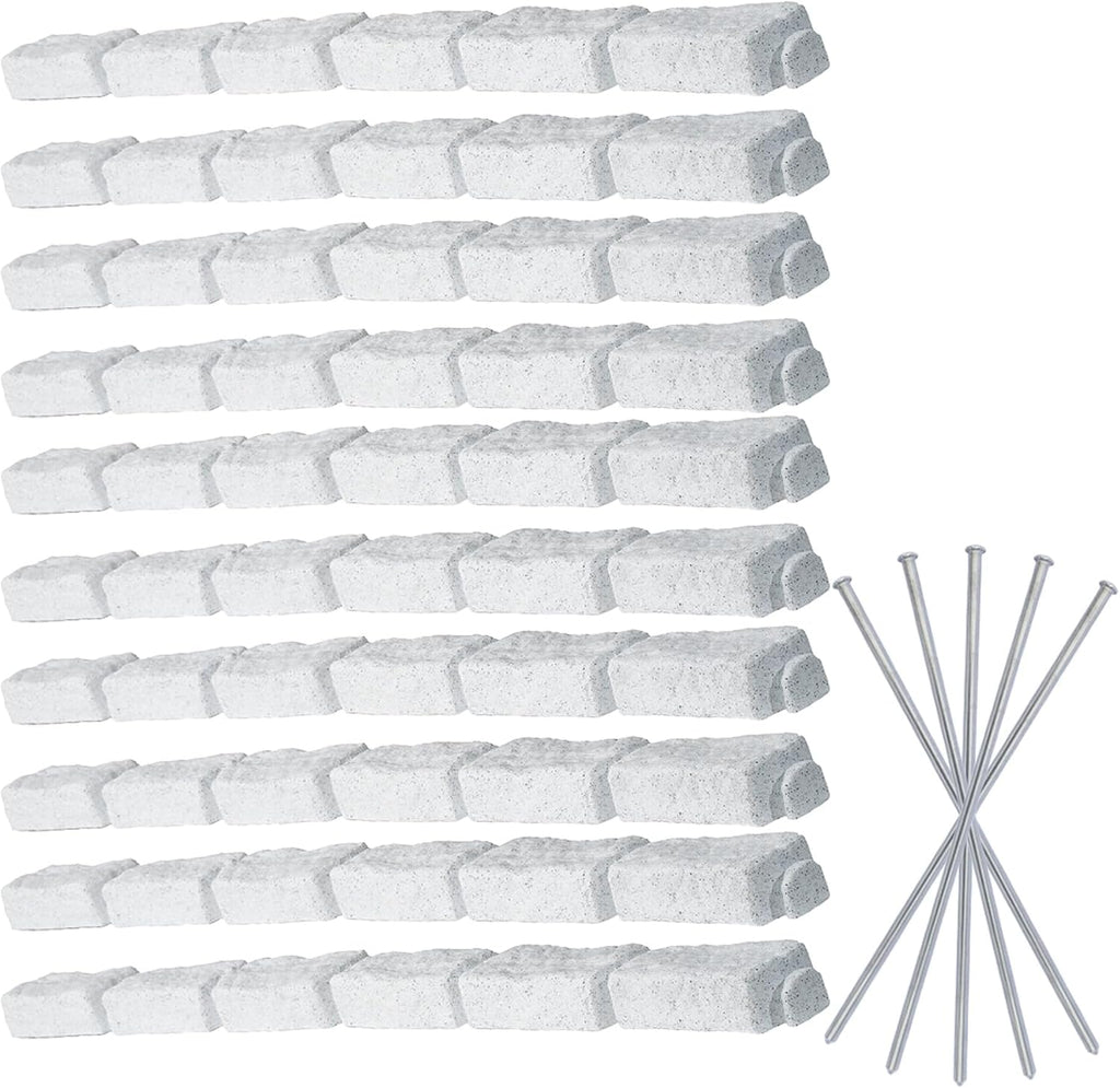 Beuta Landscape Edging | Garden Edging Border | Faux Stone Bricks for Lawn edging, Flower beds, Pathways & Yard Edging– 10 Packs | Each Section Has 6 Bricks 48"L x 4"W x 2.25"H | 30 Spikes |Limewash