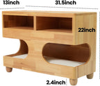 Brelice Sofa Armrest Side Table with Hidden Cat Bed and Storage, Chenille Couch Arm Rest Organizer for Sectional Sofa, Left/Right Side for Living Room