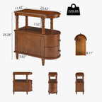 Narrow End Side Table With 2 Drawers and Storage Shelf, Slim Side Tables, Farmhouse Sofa Beside Table- for Small Spaces, Living Room Telephone Tables, Tools-free Assembly, Caramel Brown BG-A508-MG