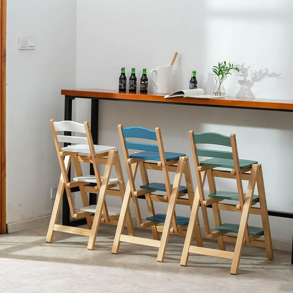 Retro Step Stool Chair For Kitchen 1950S,Folding Bar Stool Multifunctional 3 Step Ladder,Solid Wood Ladder Stool Counter Height Tall Stool,Portable Foldable Stool Step Stool For Adults Kitchen Outdoor