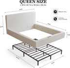 Queen Bed Frame w/ Classic Headboard, Cloud Upholstered Platform Bed Frame