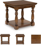 Signature Design by Ashley Sturlayne End Table, Traditional Rectangular Accent Table with Storage Lower Shelf, Hardwood Solids, Veneers, and MDF Substrates, for Living Room Couch, Dark Brown