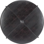 Christopher Knight Home Neapo Modern Round Ottoman Coffee Table, Faux Leather Cocktail Ottoman for Living Room Sofa, Entryway Comfortable Footstool, Durable Metal Frame Ottoman Foot Rest, Dark Brown