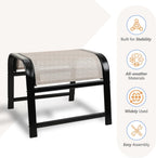 Patio Outdoor Footstool 2 Set, Sturdy Textile Stackable Ottoman Small Seat for Garden Beige