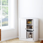 White Steel Pantry Cabinet with 2 Adjustable Shelves, Metal Storage Cabinets for Kitchen, Living Room, Bathroom, Heavy Duty Freestanding Utility Cabinet, Assembly Require
