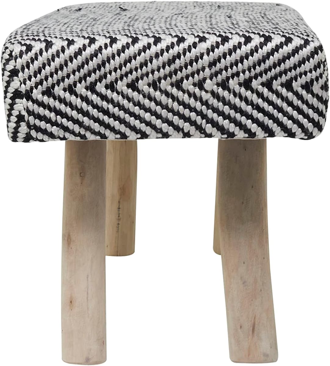 Deco 79 Polyester Chevron Bench with Wood Legs, 48" x 18" x 20", Black