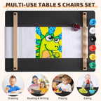 IDEALHOUSE 4-in-1 Kids Art & Study Table Chair Set, Multifunctional Toddler Wooden Activity Desk with Storage Bins, Paper Roll & Organizer for Crafts, Drawing, Learning and Play | Multifunctional Toddler Wooden Activity Desk with Storage Bins, Paper Roll