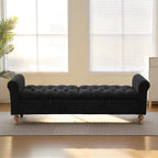 Chifee & Vingol 65" Storage Ottoman Bench Upholstered End of Bed Bench Modern Entryway Benches Double Openings Window Benches for Bedroom Living Room Entryway,Black