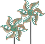 2 Pack Wind Spinner Outdoor Metal Vintage Green,Garden Pinwheels Waterproof Wind Sculptures, Small Windmills for Yard Lawn Outdoor Patio Lawn Garden Decor