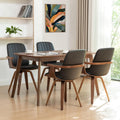WUPOTO Swivel Dining Chairs, Set of 4 Kitchen Swivel Chairs with Walnut Craftsmanship, Upholstered Faux Leather, Wooden Arms and Legs, Walnut Dining Chairs for Kitchen/Living Room - Black