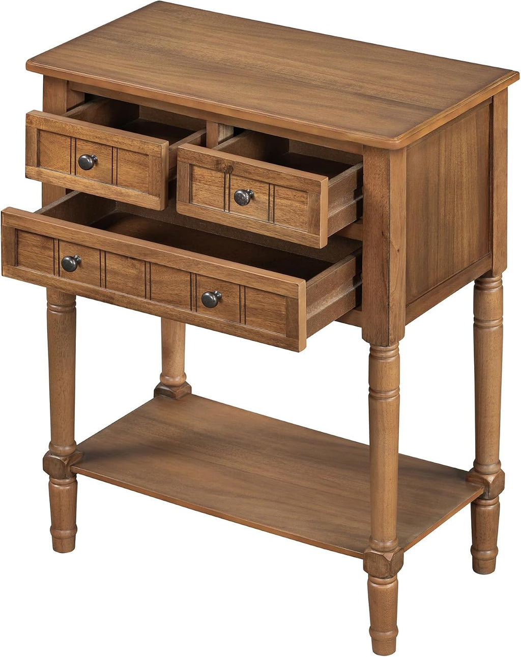 LKTART Small Solid Wood Sofa Table,Console Table with Drawers and Bottom Shelf, Entryway Hallway Foyer Entry Table for Living Room(23.7" Natural)