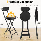 TAVR Folding Chair, Tall Folding Bar Chair with Backrest & Safety Lock, Portable PU Leather Counter Chair for Kitchen, Balcony, Camping, Fishing & Indoor Outdoor Use