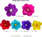 ANSOMO Bright Paper Flowers Artificial Crepe Tissue Wall Décor Fiesta Mexican Cinco De Mayo Wedding Birthday Bridal Baby Shower Classroom Luau Hawaiian Party Decorations
