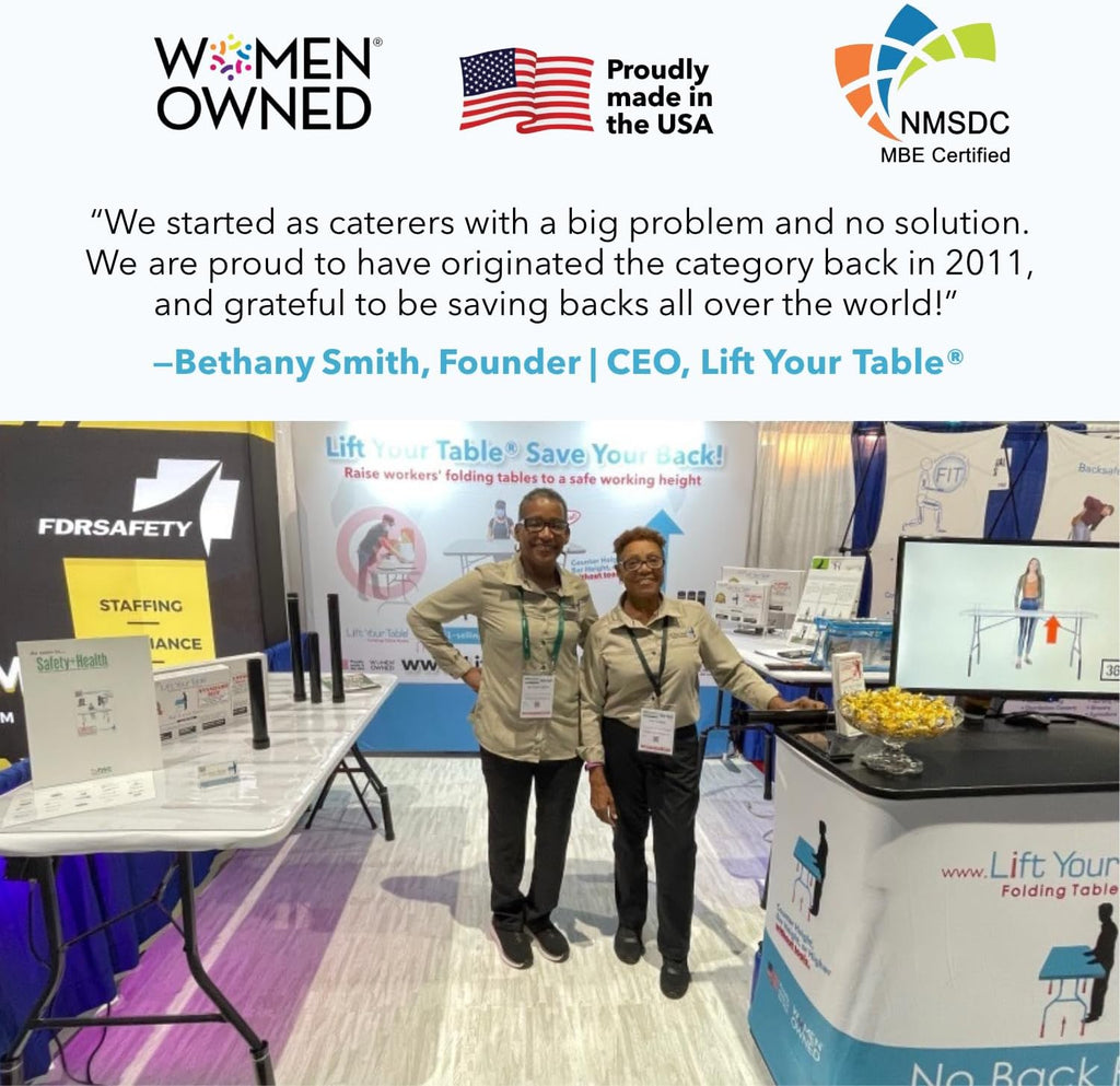 Lift Your Table® Folding Table Risers - Standing Desk Kit: XL Height - Made in the USA, Heavy Duty, Sturdy, Portable, Easy-to-Use Extensions Raise Bent Leg Folding Tables (Set of 4)