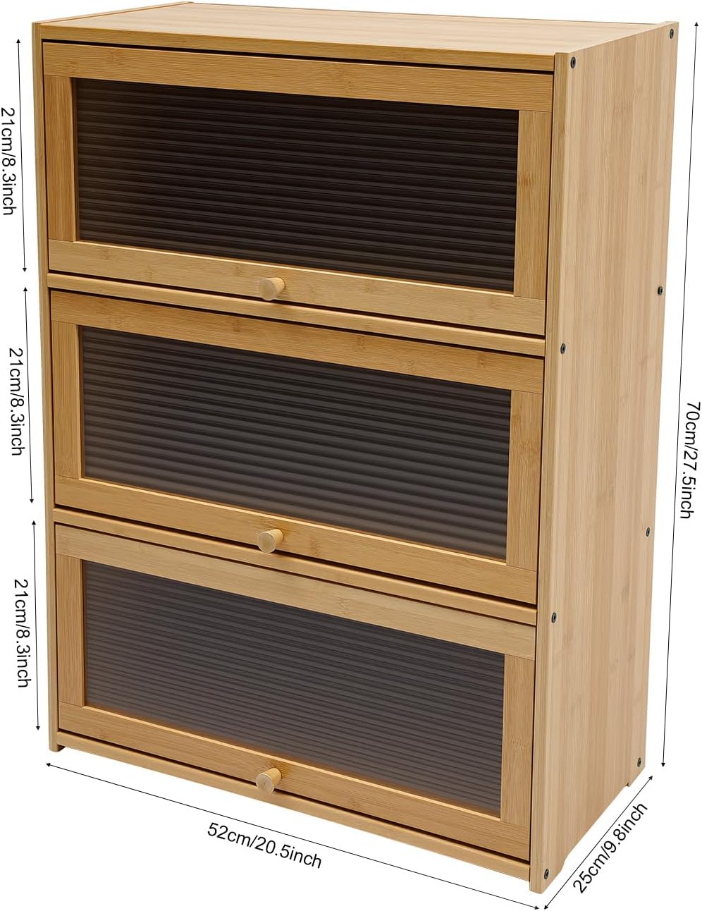 3-Tier Kitchen Storage Cabinet, Countertop Pantry Sideboard with Clear Flip-Up Door Tabletop Storage Cabinet with Large Capacity for Home Kitchen Dining Room Study Room Living Room