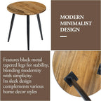 MyGift 20.5 Inch Mid Century Round End Table, Premium Acacia Solid Wood Accent Side Table with Black Metal Tapered Legs