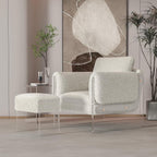 Vanity Stool Chair and Pouf Ottoman-Modern Multifunctional Vanity Stool and Foot Rest with Wool and Acrylic Leg for Makeup Room, Living Room, Bedroom