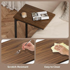 C-Shaped End Table,Small Side Tables for Sofa and Bedside，Sofa Table with Metal Frame for Sofa, Living Room, Bedroom, Office,Brown and Black